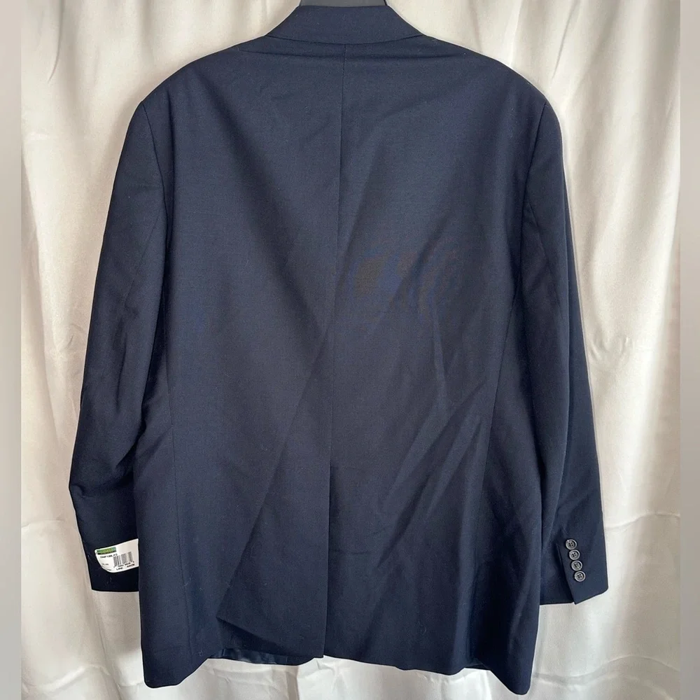 NWT Chaps Ralph‎ Lauren Black Pure Wool Sport Coat Blazer Jacket 44L T